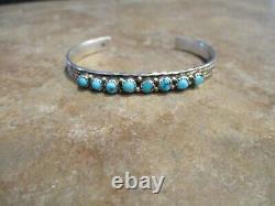 FINE Vintage Navajo Sterling Silver SNAKE EYE Turquoise Row Bracelet