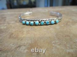 FINE Vintage Navajo Sterling Silver SNAKE EYE Turquoise Row Bracelet