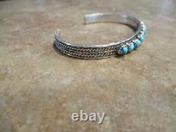 FINE Vintage Navajo Sterling Silver SNAKE EYE Turquoise Row Bracelet