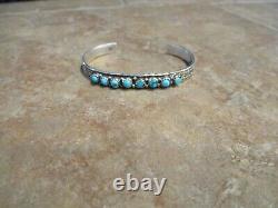 FINE Vintage Navajo Sterling Silver SNAKE EYE Turquoise Row Bracelet