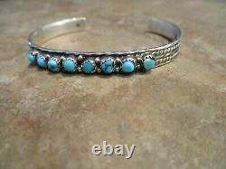 FINE Vintage Navajo Sterling Silver SNAKE EYE Turquoise Row Bracelet