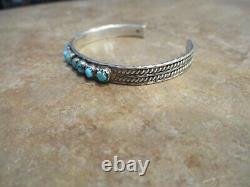 FINE Vintage Navajo Sterling Silver SNAKE EYE Turquoise Row Bracelet