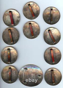 Fabulous Vintage Hopi Indian Silver Turkey Design Belt Buckle & Conchos Set