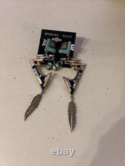 Fabulous Vintage Native American Navajo Sterling Silver Earrings