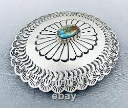 Fabulous Vintage Navajo Spiderweb Turquoise Sterling Silver Buckle