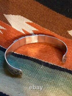 Fine Coin Silver 1930s 40s Turquoise Navajo Indian Cuff Bracelet
