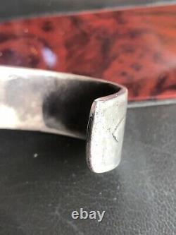 Fine Old Pawn Ingot Coin Silver Navajo Indian Cuff Style Bracelet Turqouise