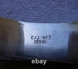 Fine Signed CHESTER NEZ Sterling & Onyx NAVAJO MODERNIST CUFF BRACELET-NR