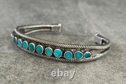 Fine Vintage Native American Turquoise Flush Inlay Sterling silver Bracelet