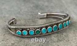 Fine Vintage Native American Turquoise Flush Inlay Sterling silver Bracelet