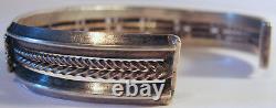 Fine Vintage Navajo Indian Silver Rectangle Turquoise Cuff Bracelet