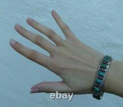 Fine Vintage Navajo Indian Silver Rectangle Turquoise Cuff Bracelet