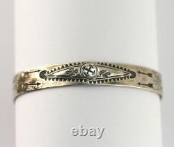 Fred Harvey Era Stamped Sterling Silver Cactus Thunderbird Arrow Cuff