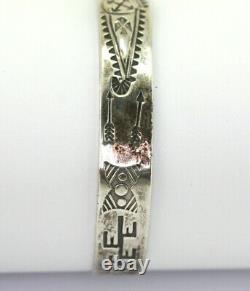 Fred Harvey Era Stamped Sterling Silver Cactus Thunderbird Arrow Cuff