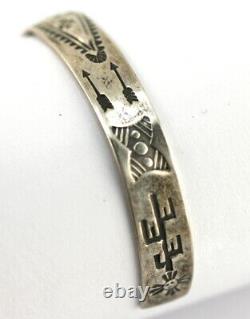 Fred Harvey Era Stamped Sterling Silver Cactus Thunderbird Arrow Cuff