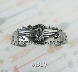 Fred Harvey sterling silver vintage 1950s Thunderbird cuff bracelet