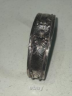 GARDEN OF LEAVES VINTAGE NATIVE AMERICAN JEWELRY NAVAJO cuff EY Elsie Yazzie 925
