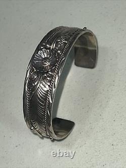 GARDEN OF LEAVES VINTAGE NATIVE AMERICAN JEWELRY NAVAJO cuff EY Elsie Yazzie 925