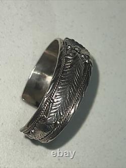 GARDEN OF LEAVES VINTAGE NATIVE AMERICAN JEWELRY NAVAJO cuff EY Elsie Yazzie 925