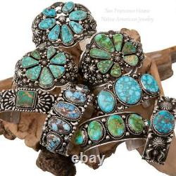GOLDEN HILLS Turquoise Bracelet Sterling Silver TSOSIE WHITE Natural Row Cuff