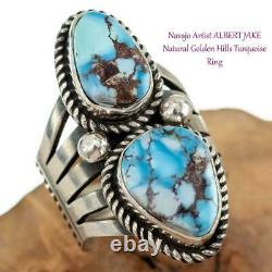 GOLDEN HILLS Turquoise Ring Sterling Silver ALBERT JAKE Native American 8 Old St