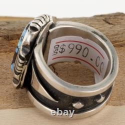 GOLDEN HILLS Turquoise Ring Sterling Silver Navajo COOPER WILLIE Mens 9.5 HEAVY