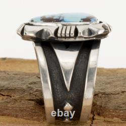GOLDEN HILLS Turquoise Ring Sterling Silver Navajo COOPER WILLIE Mens 9.5 HEAVY