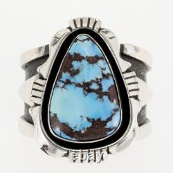 GOLDEN HILLS Turquoise Ring Sterling Silver Navajo COOPER WILLIE Mens 9.5 HEAVY