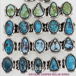 GOLDEN HILLS Turquoise Ring Sterling Silver Navajo COOPER WILLIE Mens 9.5 HEAVY