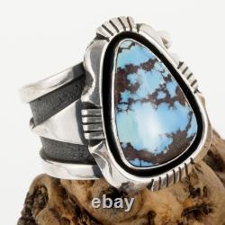 GOLDEN HILLS Turquoise Ring Sterling Silver Navajo COOPER WILLIE Mens 9.5 HEAVY
