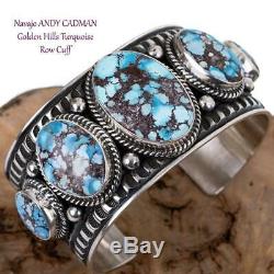 GOLDEN HILL Turquoise Bracelet Sterling Silver ANDY CADMAN Native American CUFF