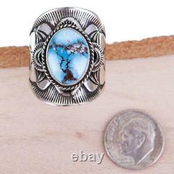 GOLDEN HILL Turquoise Ring Sterling Silver Native American DERRICK GORDON 9.5