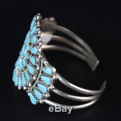Genuine Turquoise CLUSTER Cuff Bracelet vintage Navajo sterling silver. 925 ss