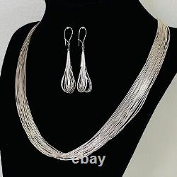 Gorgeous Vintage Liquid Sterling Silver Native American Necklace & Earrings Set