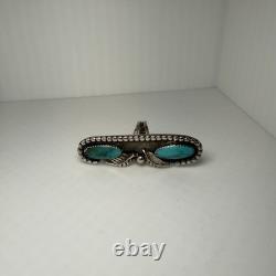 Gorgeous Vintage Native American Size 5.5 STERLING TURQUOISE Long Ring 2.5