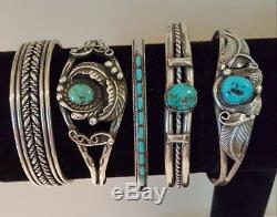 Gorgeous Vintage Native American Sterling Silver Bracelet Lot