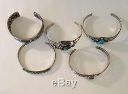 Gorgeous Vintage Native American Sterling Silver Bracelet Lot