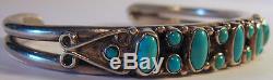 Gorgeous Vintage Navajo Indian Silver Turquoise Cuff Bracelet