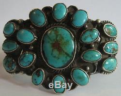 Gorgeous Wide Vintage Navajo Indian Silver Multi Turquoise Cuff Bracelet