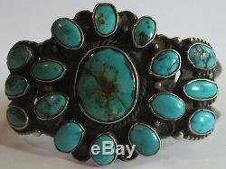 Gorgeous Wide Vintage Navajo Indian Silver Multi Turquoise Cuff Bracelet
