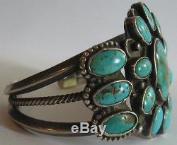 Gorgeous Wide Vintage Navajo Indian Silver Multi Turquoise Cuff Bracelet