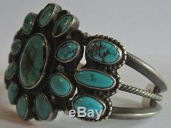 Gorgeous Wide Vintage Navajo Indian Silver Multi Turquoise Cuff Bracelet