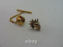 Great Detail Native American Indian Mohawk Design Vintage Mens Tie Tack Jewelry