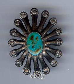 Great Extra Large Vintage Navajo Indian Silver Turquoise Button