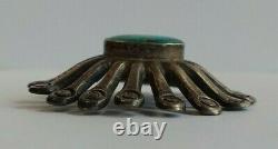 Great Extra Large Vintage Navajo Indian Silver Turquoise Button