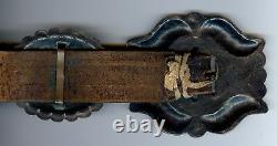 Great Vintage Navajo Indian Leather Ladies Belt With Repousse Silver Conchos