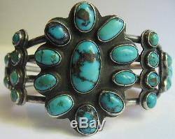 Great Vintage Navajo Indian Silver Multi Turquoise Cuff Bracelet
