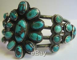 Great Vintage Navajo Indian Silver Multi Turquoise Cuff Bracelet