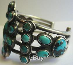 Great Vintage Navajo Indian Silver Multi Turquoise Cuff Bracelet