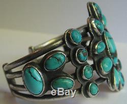 Great Vintage Navajo Indian Silver Multi Turquoise Cuff Bracelet